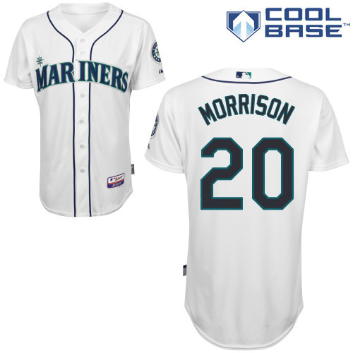 Logan Morrison #20 MLB Jersey-Seattle Mariners Men's Authentic Home White Cool Base Baseball Jersey
